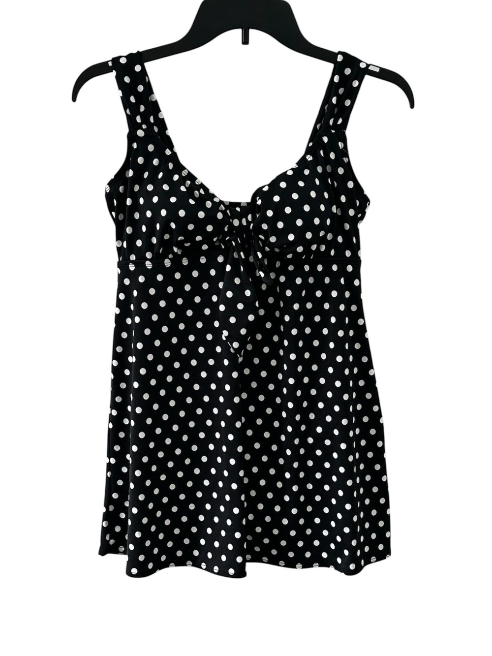 Longitude Twist Front Swim Dress Size 10 Tummy Control Black Polka Dot White